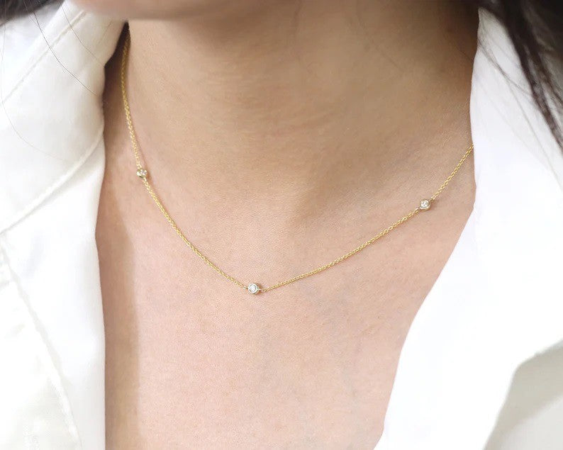 Golden Hour | Virgin Islands Collection 14k Yellow Gold 3-Diamond Necklace