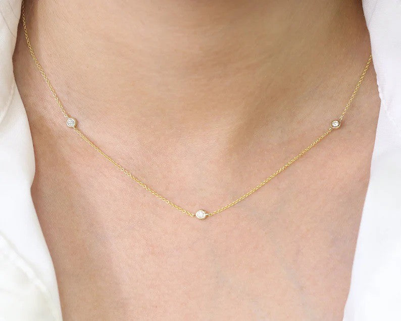 Golden Hour | Virgin Islands Collection 14k Yellow Gold 3-Diamond Necklace