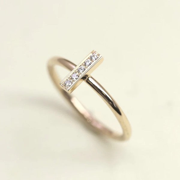 Golden Hour | 14k Gold Bar Diamond Ring