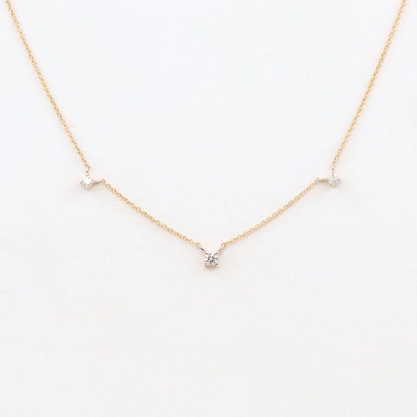 Golden Hour | Virgin Islands Collection 14k Gold 3 Diamond Prong Necklace
