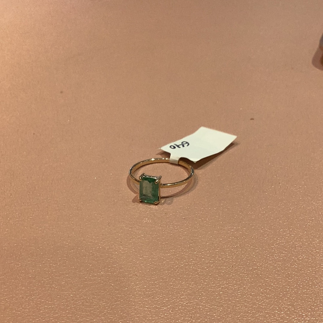 Bright Gems | 14k Gold Natural Emerald 4 Prong Ring