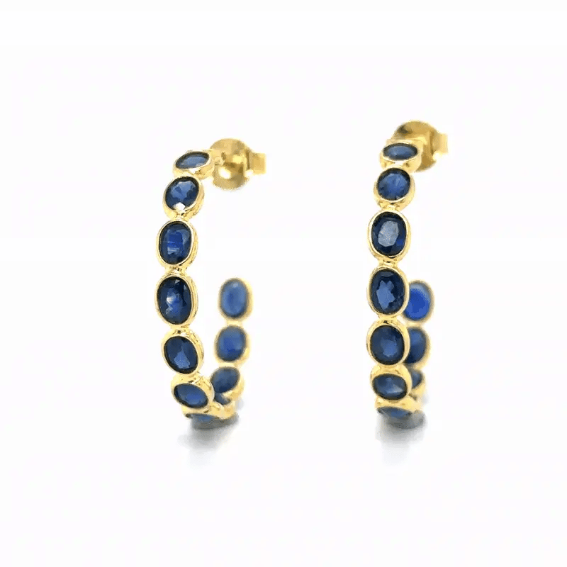PREORDER: Sapphire + Gold Hoop Earrings