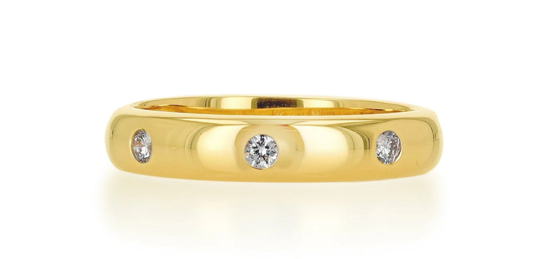 Rachel Reid Jewelry | Triple Diamond Domed Band Ring