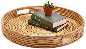 Tozai Home | 24" Cane Hand-Crafted Rounded Tray