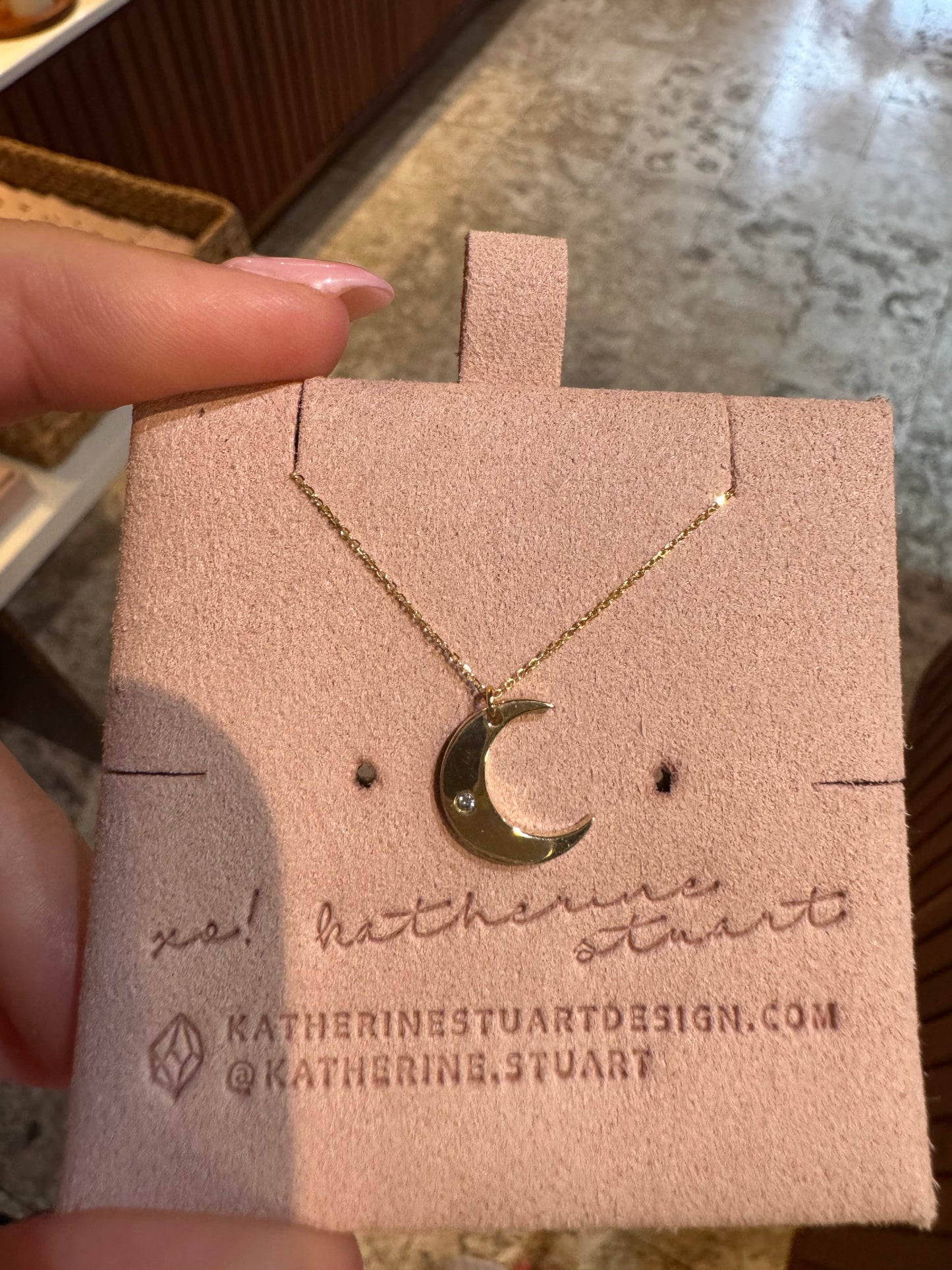 Katherine Stuart |Single Diamond Moon Necklace