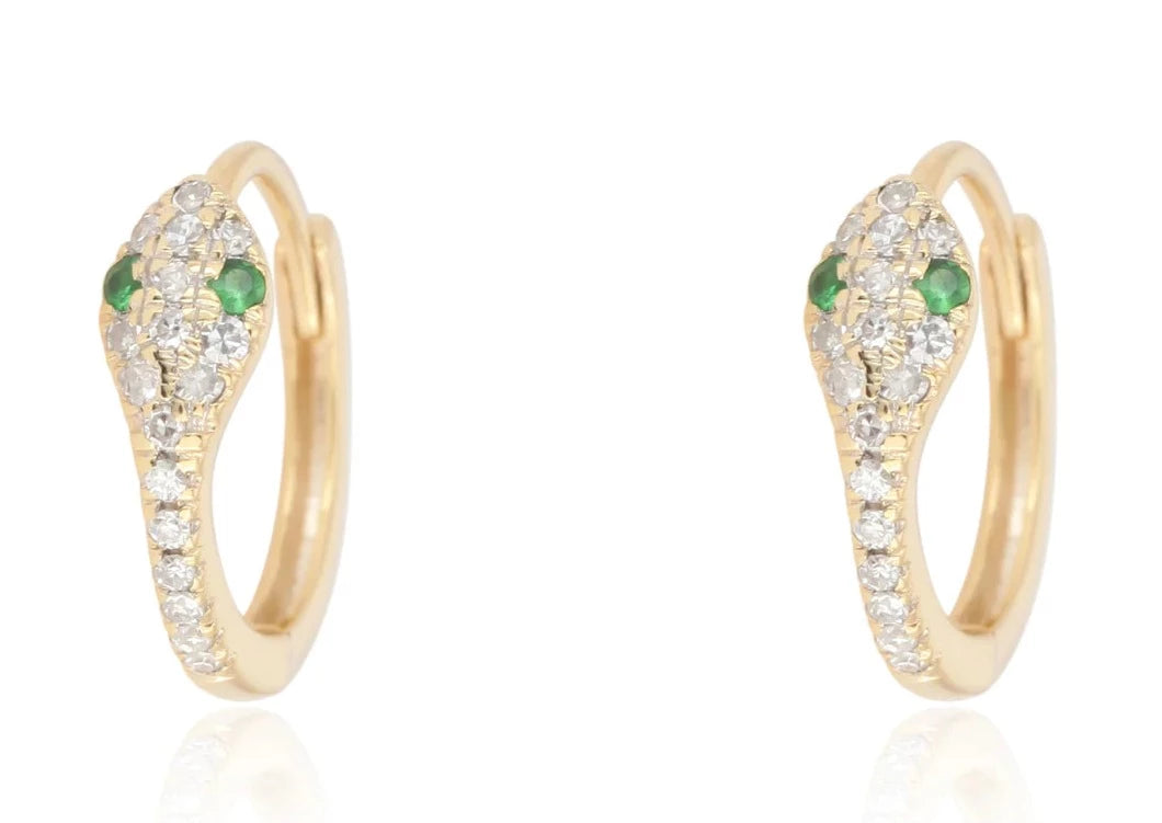 Mondrian Collection | Emerald Eye Snake Huggies
