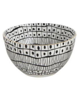 Creative Co-Op | Black/Gold Stoneware Bowls