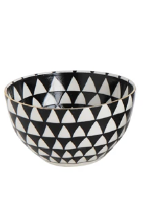 Creative Co-Op | Black/Gold Stoneware Bowls