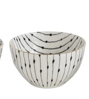 Creative Co-Op | Black/Gold Stoneware Bowls