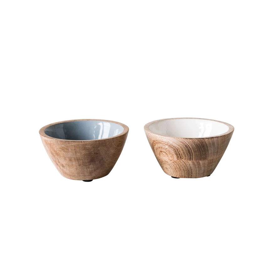 Creative Co-Op | Enameled Mango Wood Bowl