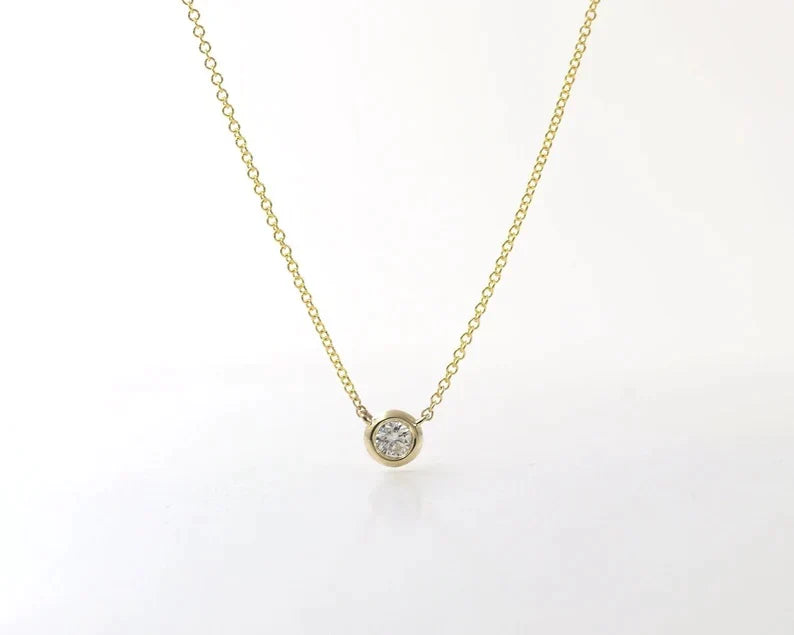 Golden Hour | 14k Gold Bezel Solitaire Diamond Necklace 0.03 CT