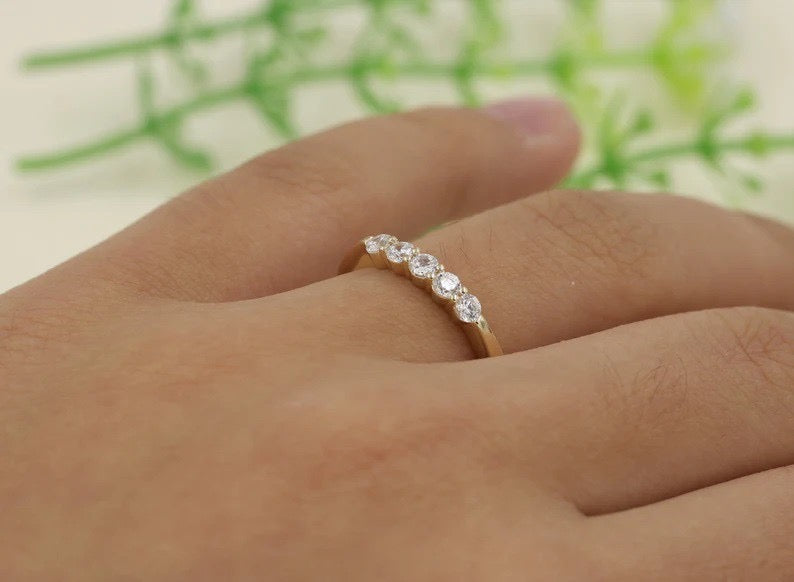 Golden Hour | 14k gold 5 Diamond Stackable Band Ring