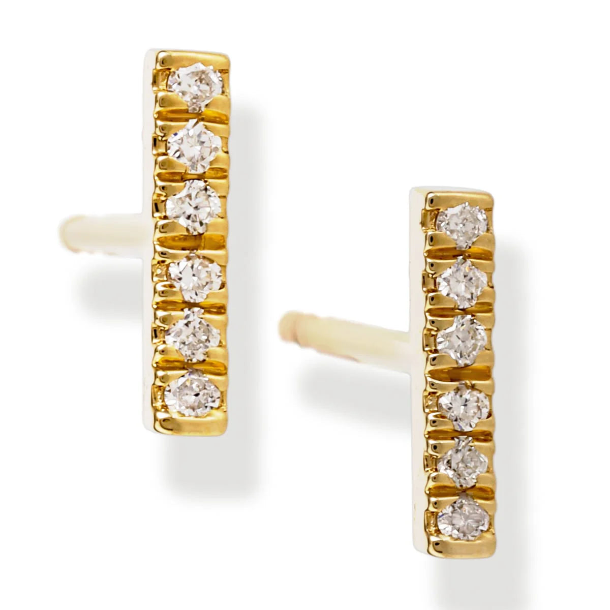 Golden Hour | 14kt Gold Diamond Bar Ear Studs