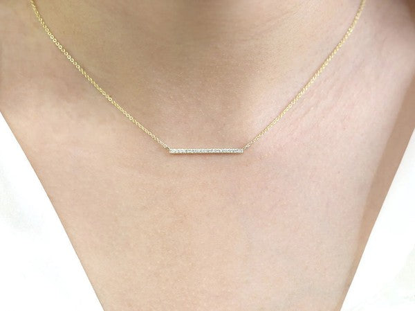 Golden Hour | 14k Gold 20-Diamond Bar Necklace