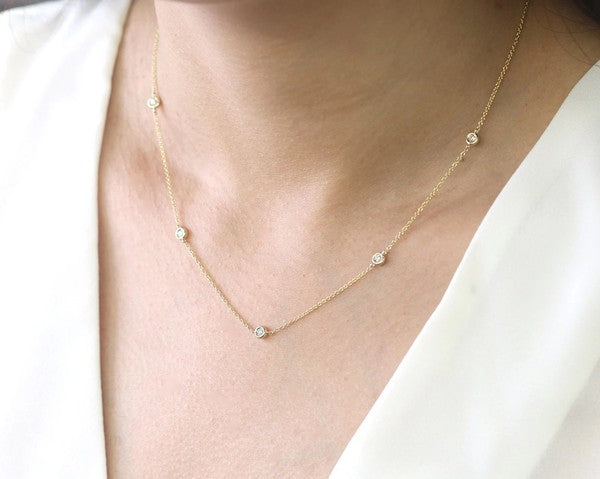 Golden Hour | 5 Diamond 14k Gold Necklace