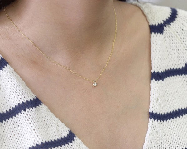 Golden Hour | 14k Gold Bezel Solitaire Diamond Necklace 0.05 CT