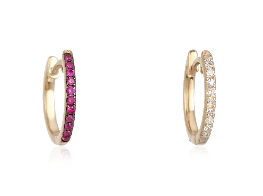 Mondrian Collection | Diamond/Ruby Huggies
