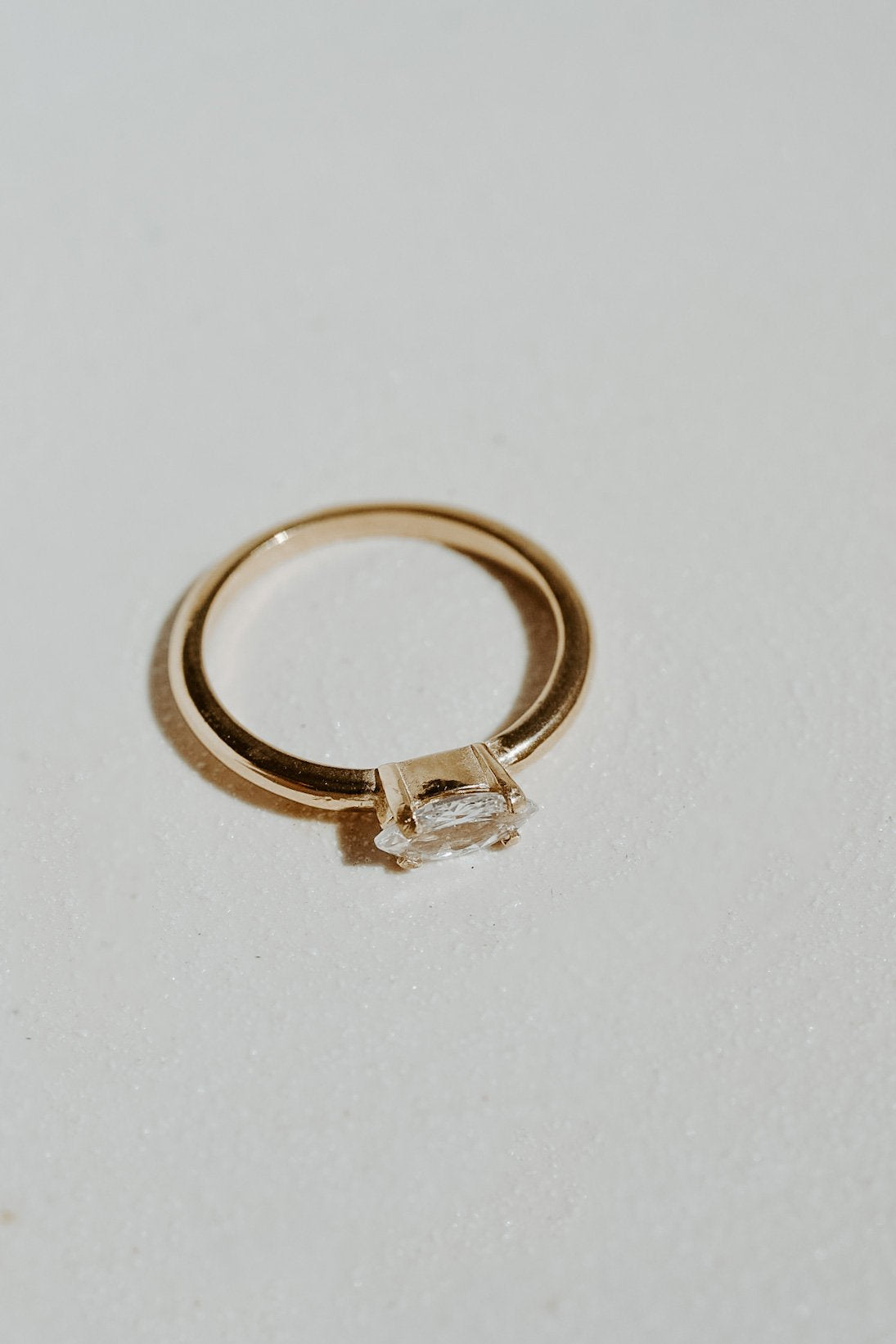 Katherine Stuart | 14k Gold Large White Sapphire Marquise Ring