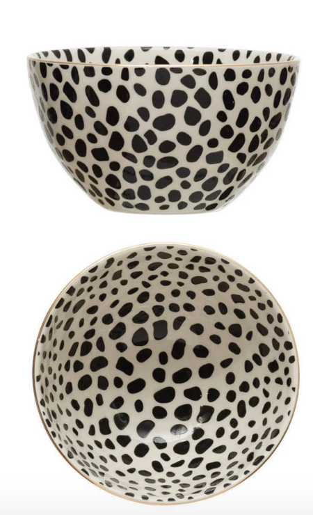 Creative Co-Op | Black/Gold Stoneware Bowls