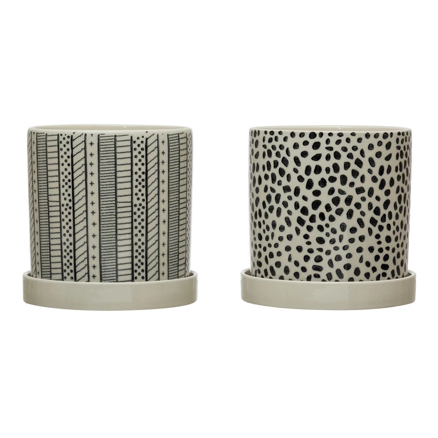 Creative Co-op | Stoneware Planter with Saucer