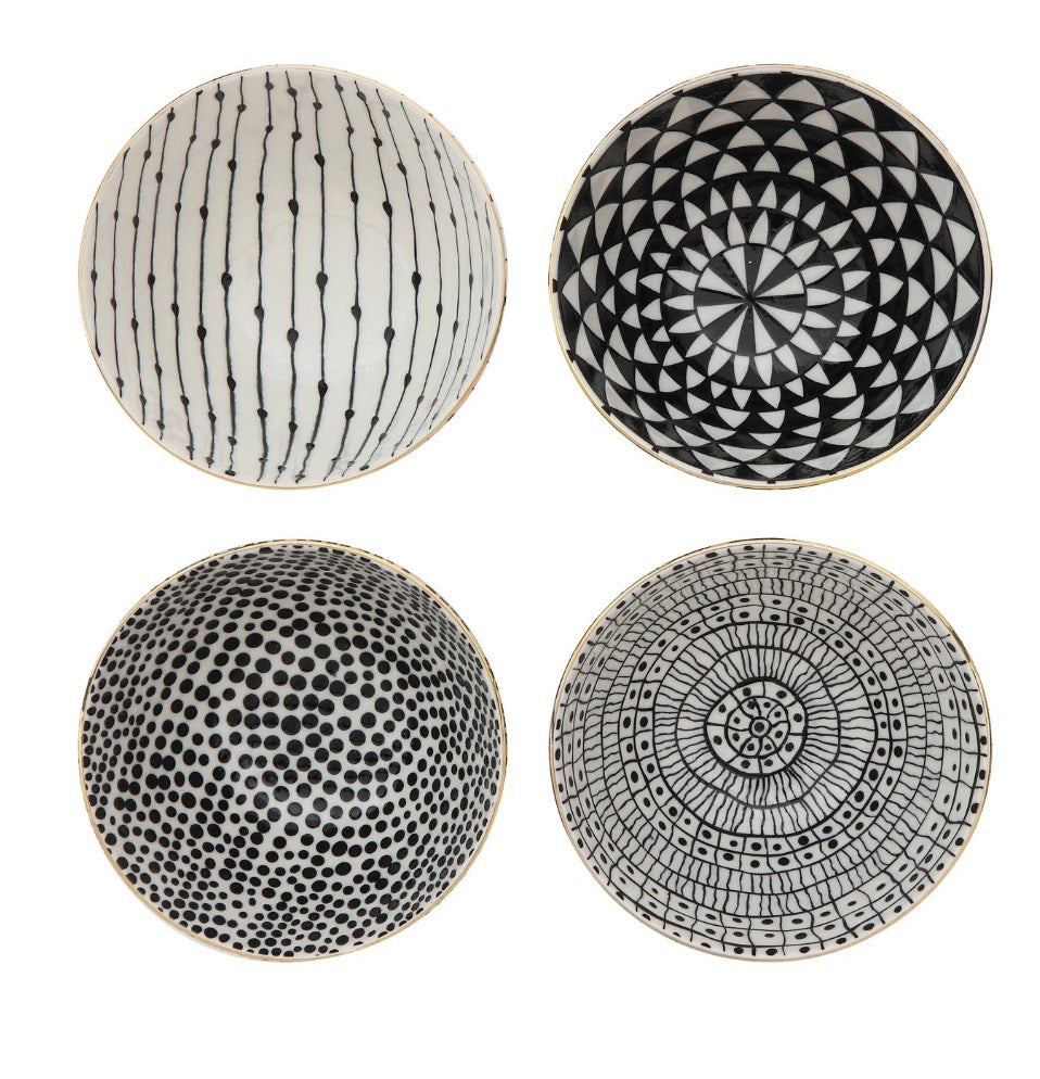 Creative Co-Op | Black/Gold Stoneware Bowls