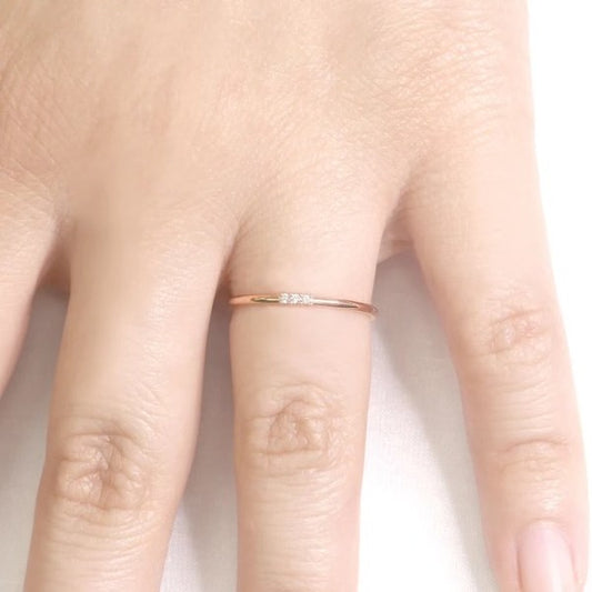 Golden Hour | Virgin Islands Collection Dainty 14k Gold 3 Diamond Band