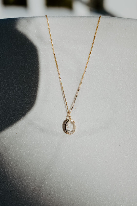 Katherine Stuart | Kate White Sapphire Bevel Oval Necklace