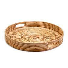 Tozai Home | 24" Cane Hand-Crafted Rounded Tray
