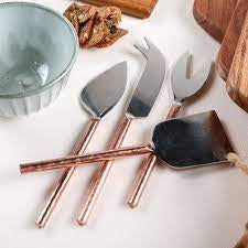 Creative Co-Op | 7" L Stainless Steel Cheese Knives Copper Finish