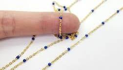 Golden Hour | Cable Necklace with Blue Enamel Beads 14k gold fill