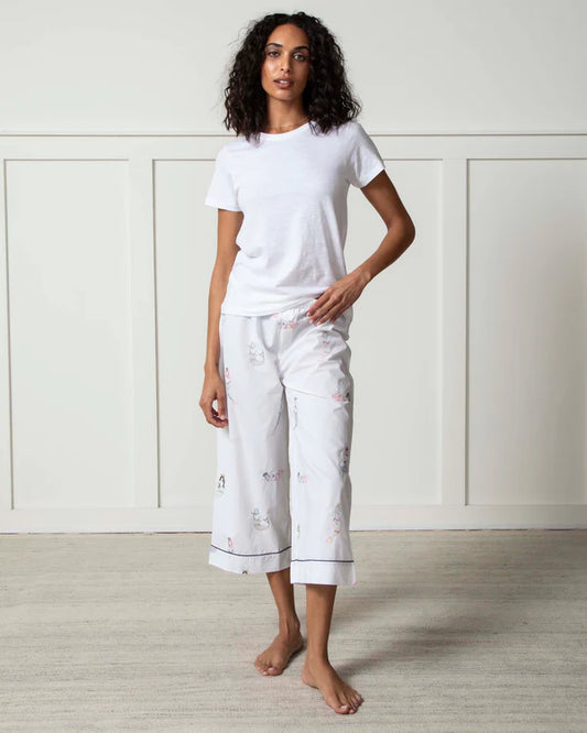 PrintFresh | Daughters of Triton Embroidered Cropped PJ Pants