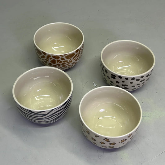 Creative Co-op | Stoneware Bowl with animal Print assorted
