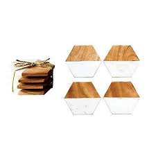 Creative Co Op | Wood & Marble Hexagon Coasters