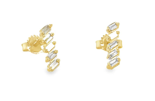 Bright Gems | Diamond Baguette Bar Studs