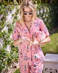 Printfresh | Champagne Tower Short PJ Set - Peach Fizz