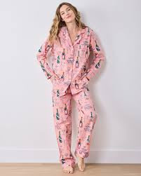 Printfresh | Champagne Tower - Long PJ Set - Peach Fizz