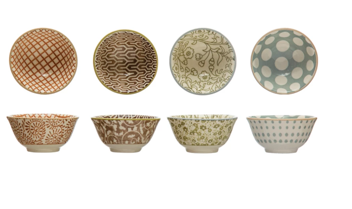 Creative Co-Op | Stoneware Pinch Pot w/ Pattern