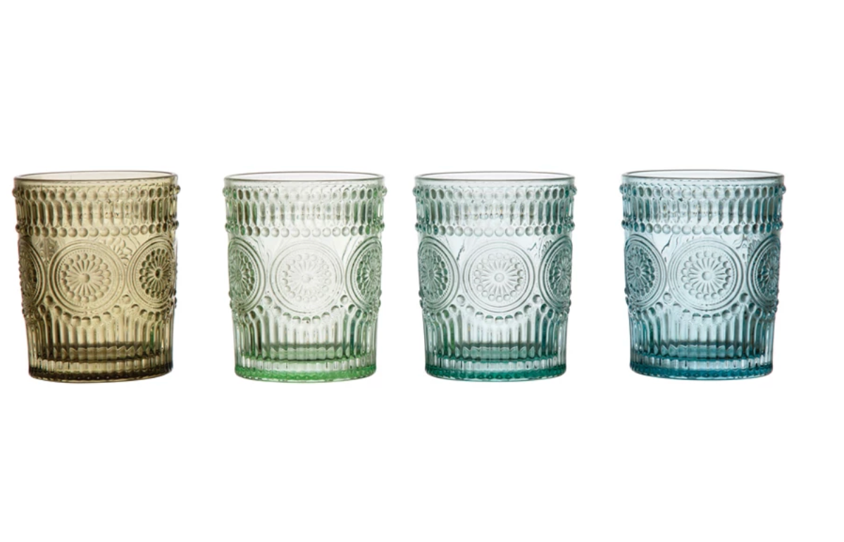 Creative Co-Op | Embossed Drinking Glass Set