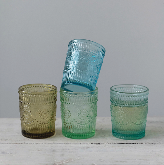 Creative Co-Op | Embossed Drinking Glass Set
