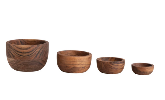 Creative Co-Op | Acacia Wood Nesting Bowls, Natural, Set of 4