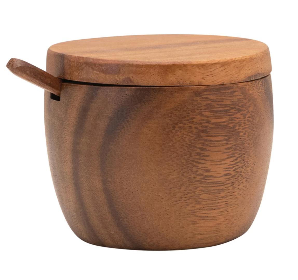 Creative Co-Op | Wood Jar with Spoon