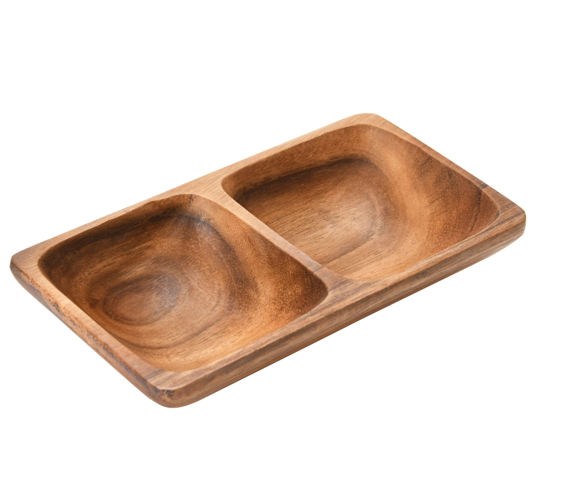 Creative Co-Op | Acacia Wood Tray with 2 Sections