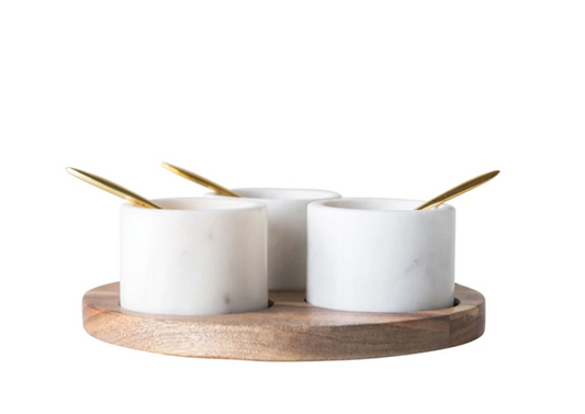 Creative Co-Op | Board with Pinch Pots and Spoons