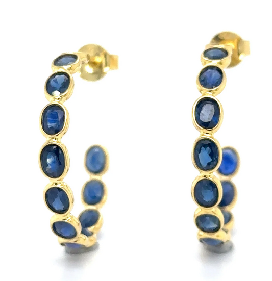 PREORDER: Sapphire + Gold Hoop Earrings