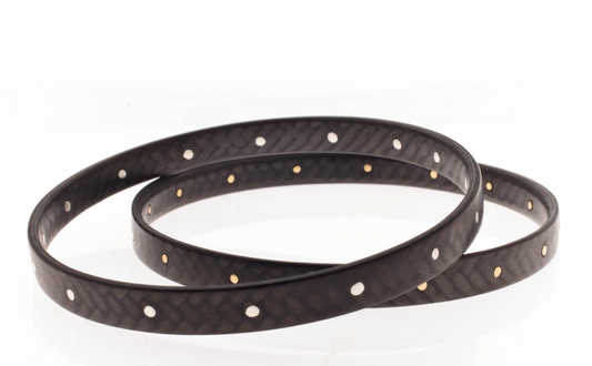 Diana Hall Jewelry | Carbon Fiber Bangle with Gold Rivets