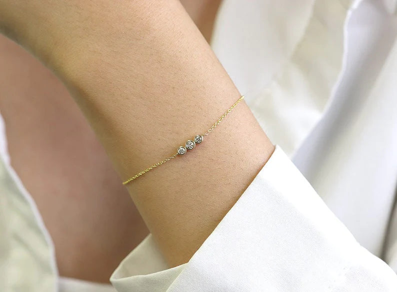 Golden Hour | Virgin Islands Collection 14K 3-Diamond Bezel Bracelet