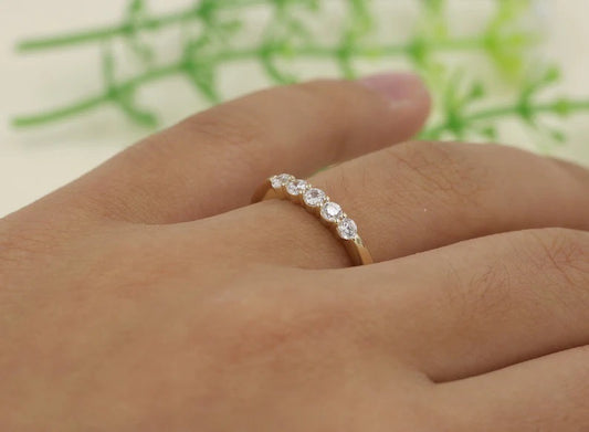 Golden Hour | 14k gold 5 Diamond Stackable Band Ring