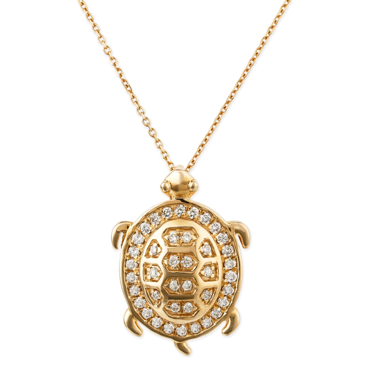 PREORDER: Diamond and 14k Yellow Gold Turtle Pendant