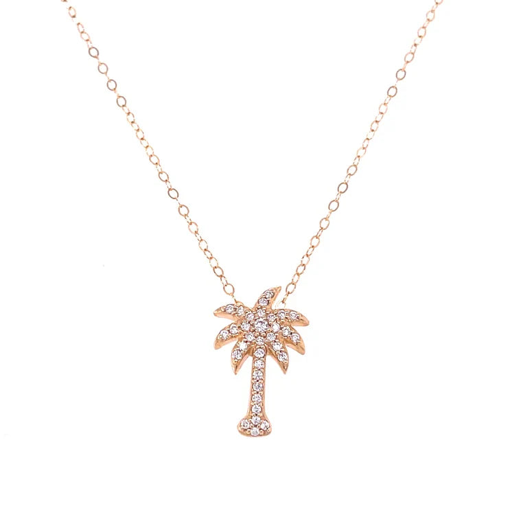 PREORDER:  Diamond and 14k Yellow Gold Palm Tree Pendant