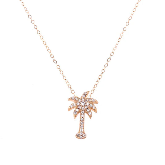 PREORDER:  Diamond and 14k Yellow Gold Palm Tree Pendant